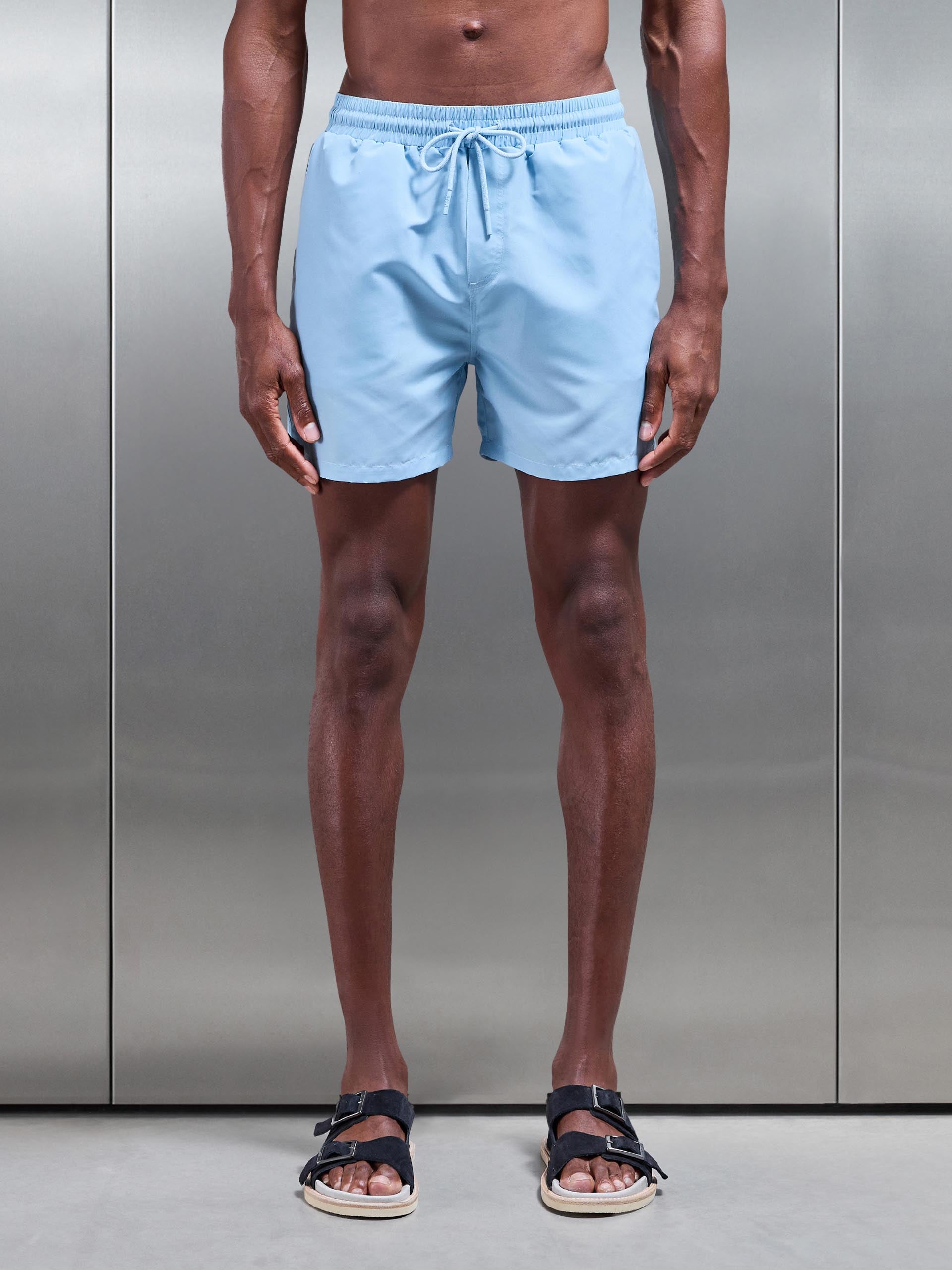 Essential Drawstring Swim Short in Soft Blue