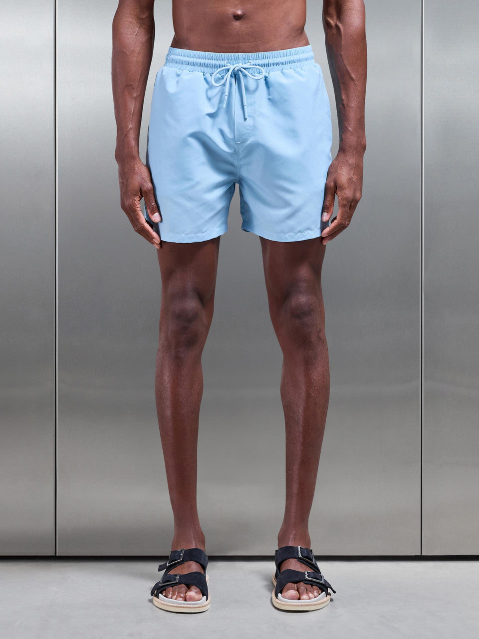 Essential Drawstring Swim Short in Soft Blue