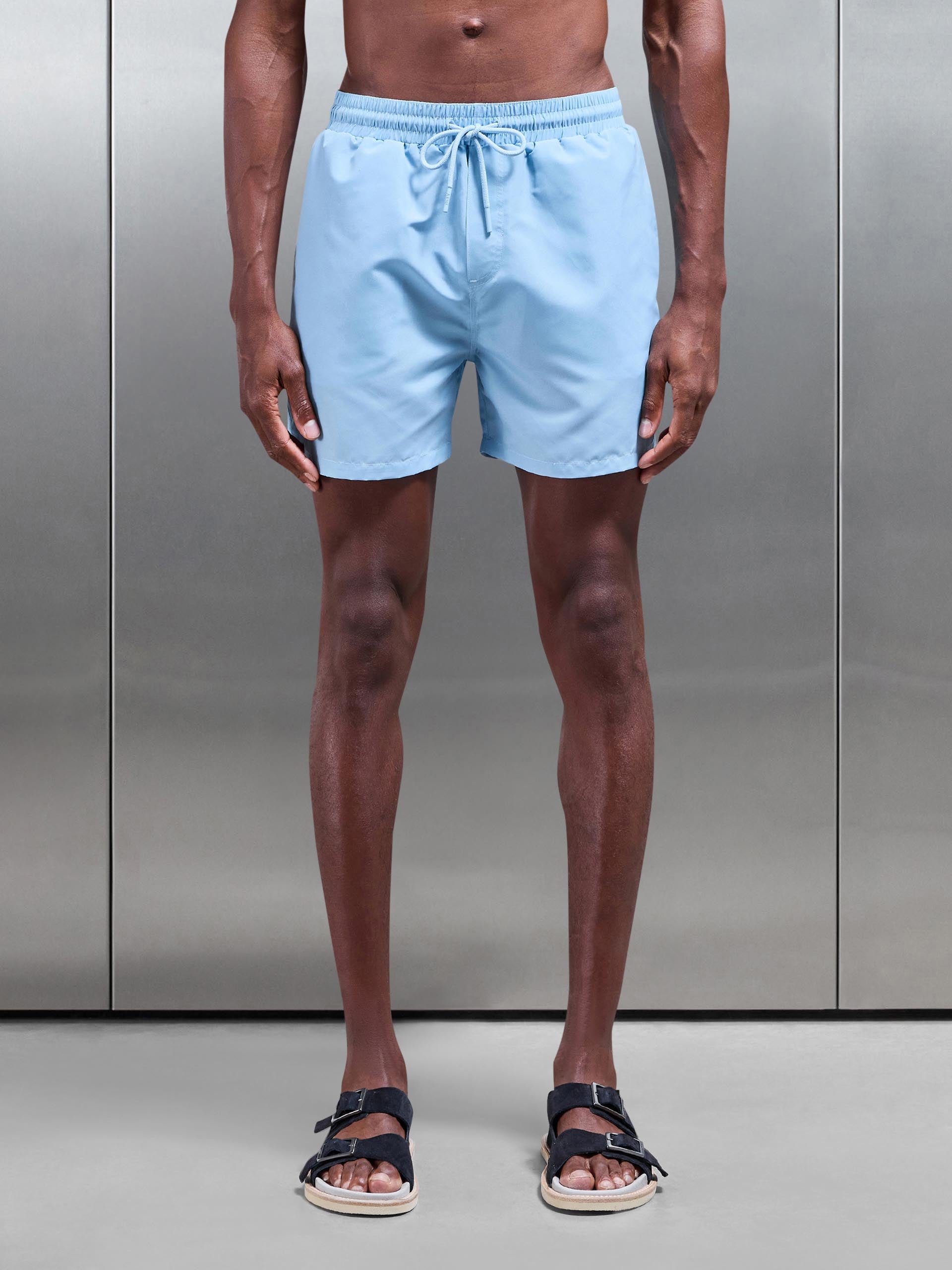 Essential Drawstring Swim Short in Soft Blue