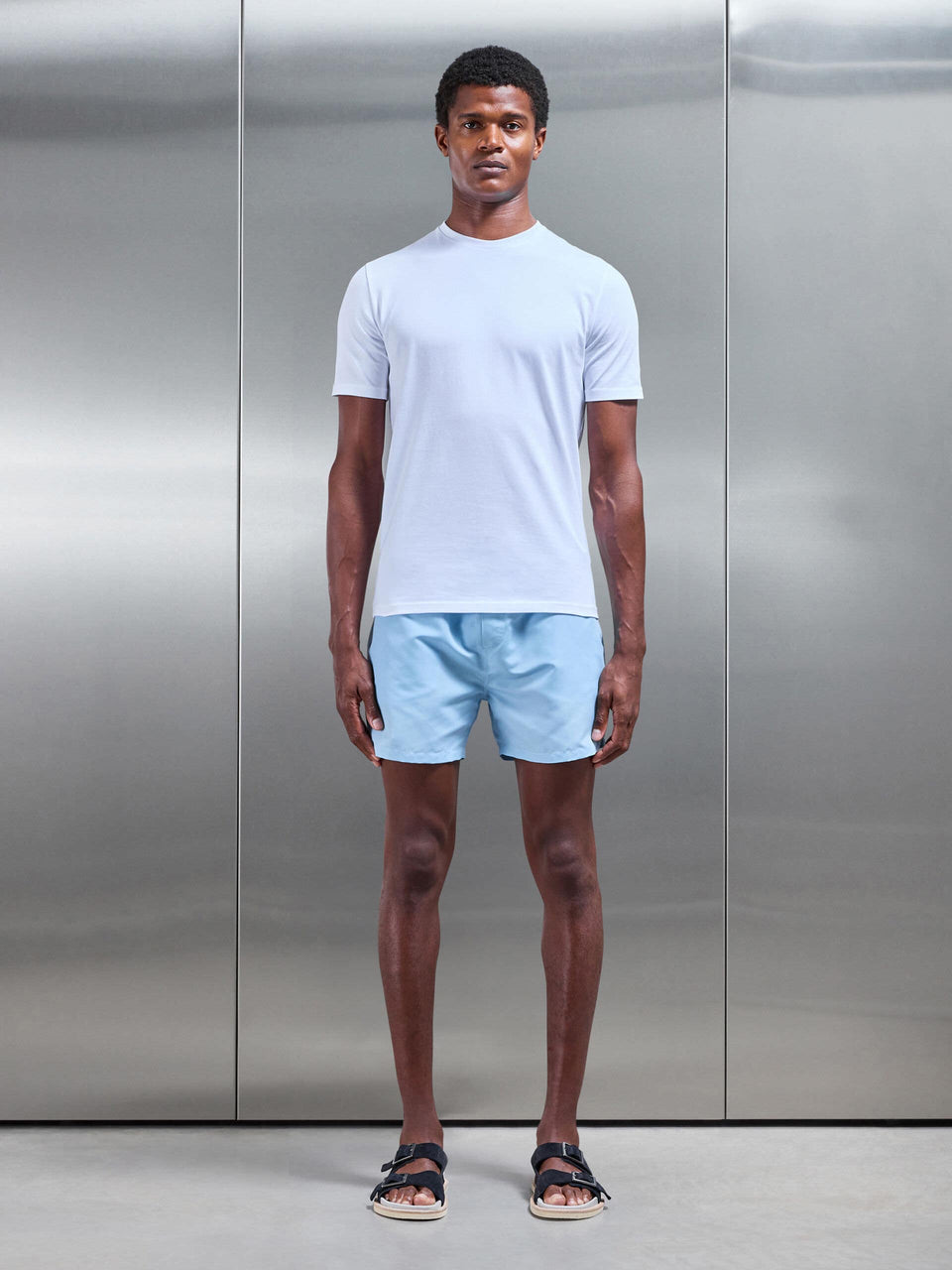 Essential Drawstring Swim Short in Soft Blue