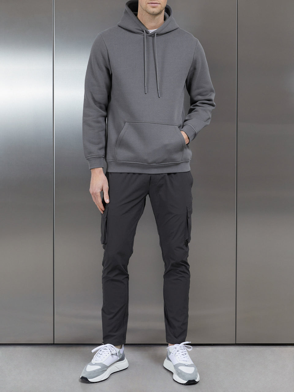 Essential Slim Fit Hoodie in Grey
