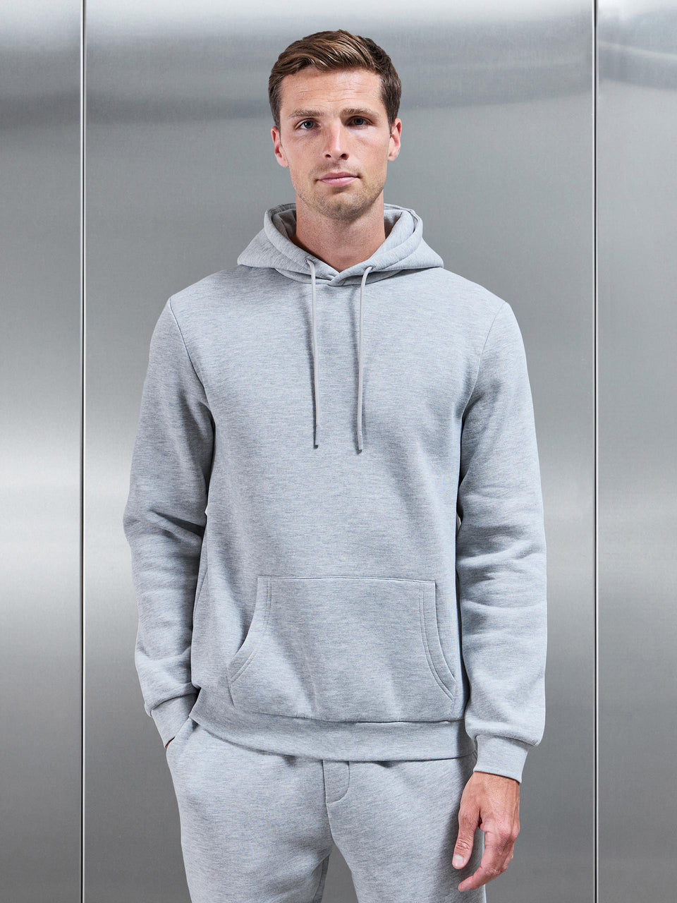 Essential Hoodie In Marl Grey