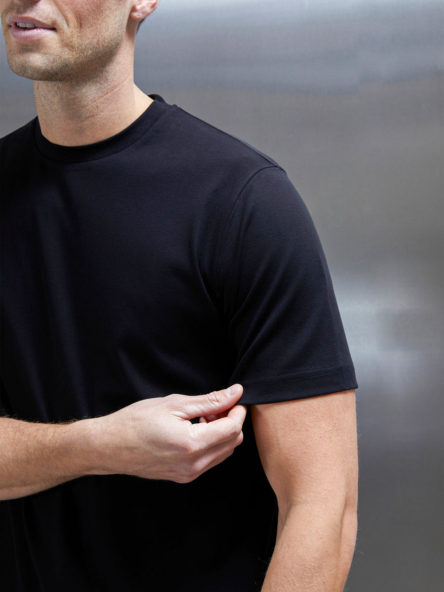 Essential Mercerised Interlock T-Shirt in Black