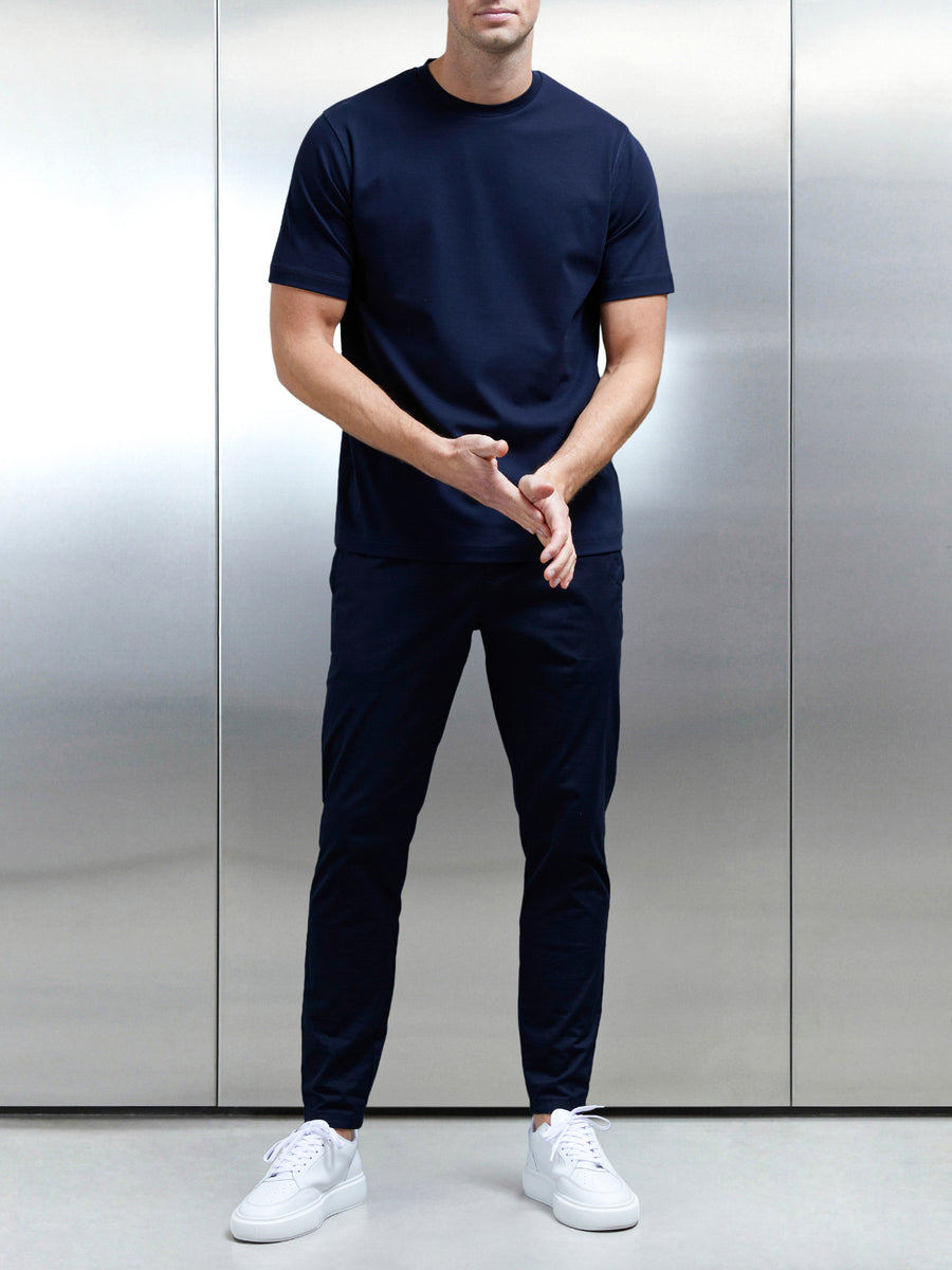 Essential Mercerised Interlock T-Shirt in Navy