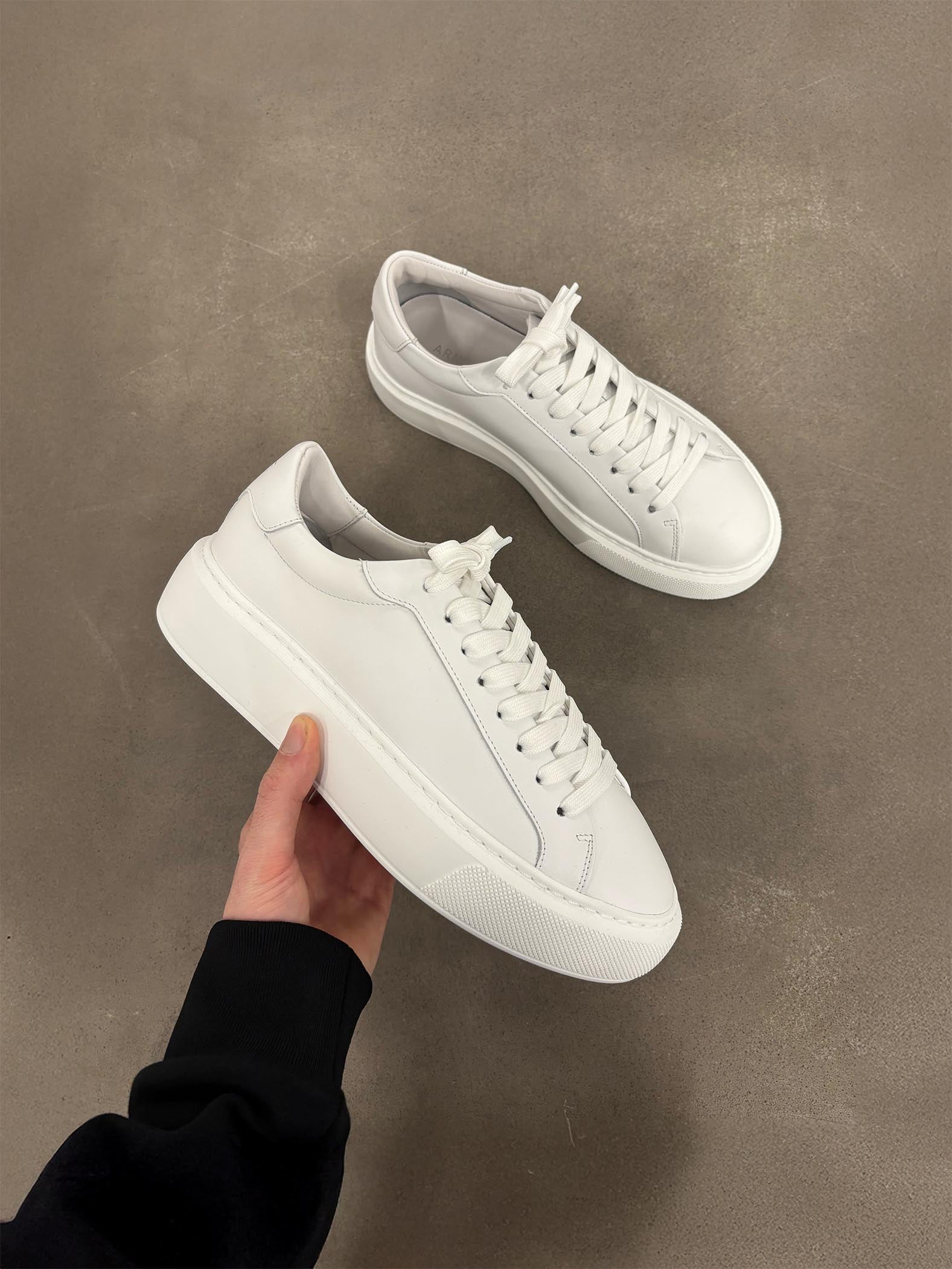 Essential Leather Trainer in White ARNE UK - Main Image