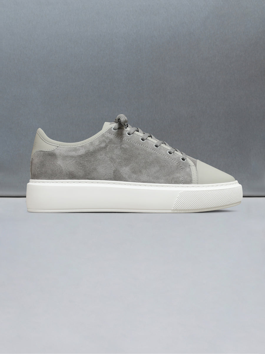 Essential Leather Toe Cap Trainer in Grey