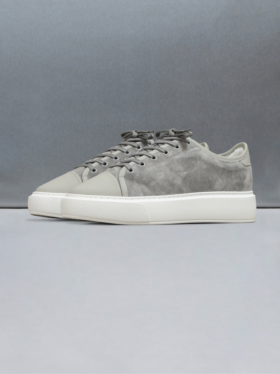 Essential Leather Toe Cap Trainer in Grey