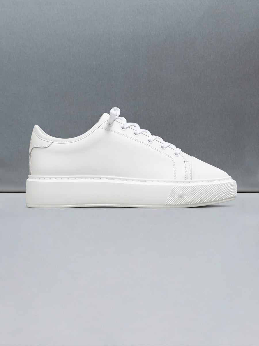 Essential Leather Toe Cap Trainer in Triple White