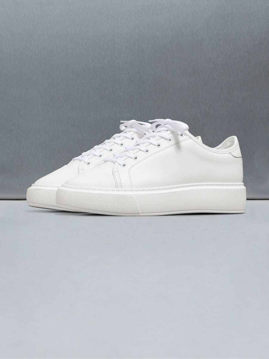 Essential Leather Toe Cap Trainer in Triple White