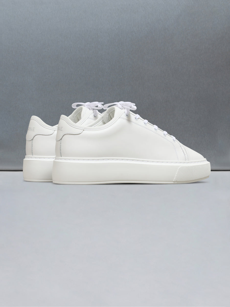 Essential Leather Toe Cap Trainer in Triple White