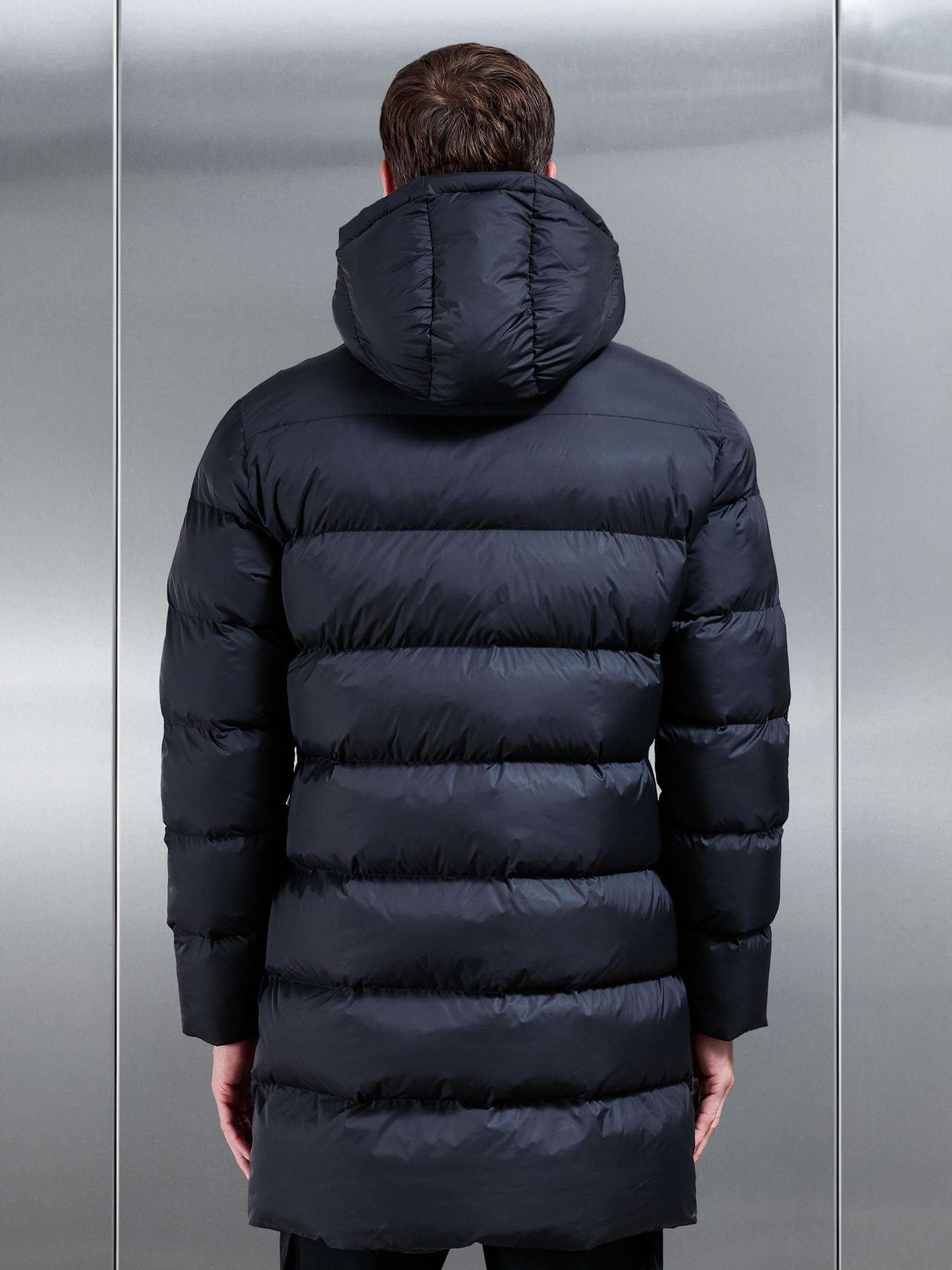 Essential Mid Length Puffer Jacket in Black