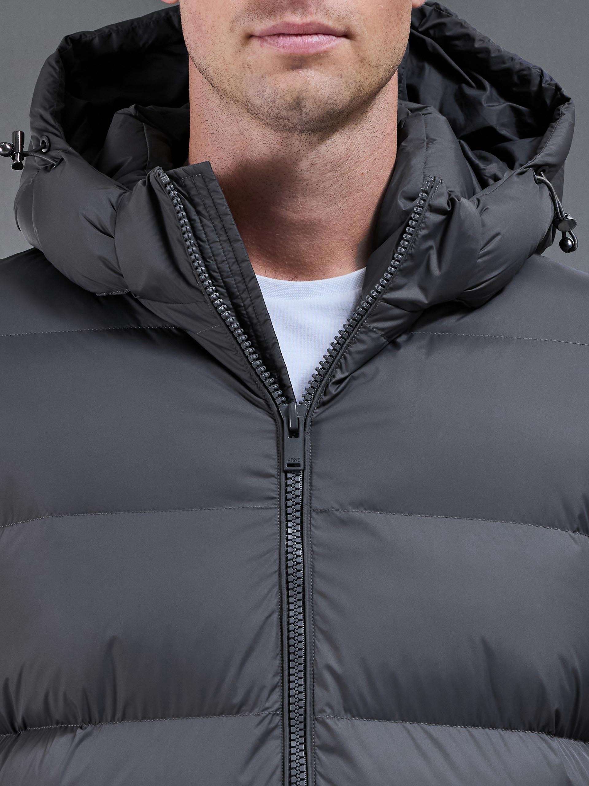 Essential Mid Length Puffer Jacket in Grey