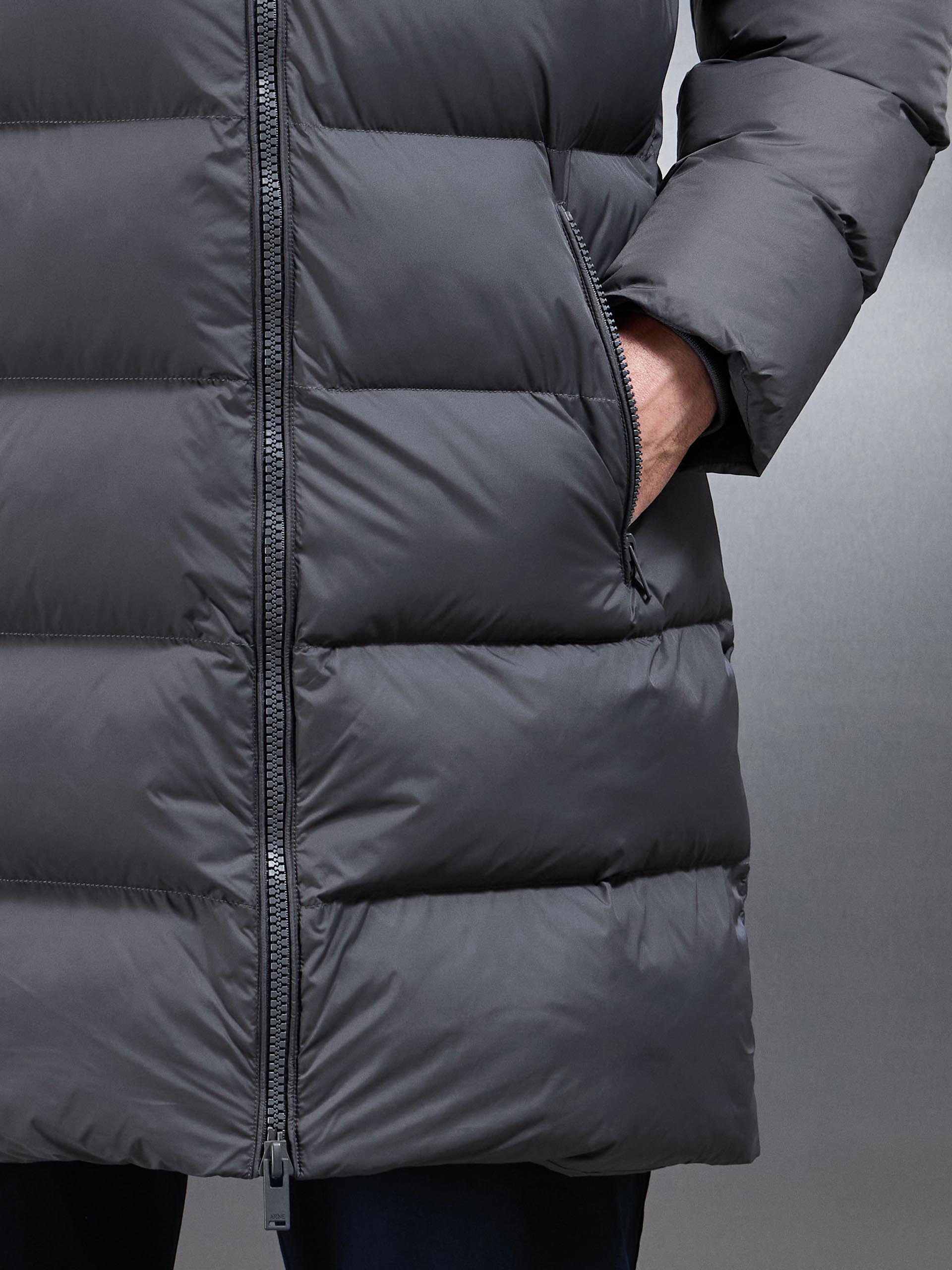 Essential Mid Length Puffer Jacket in Grey