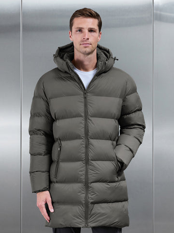 Essential Mid Length Puffer Jacket in Olive