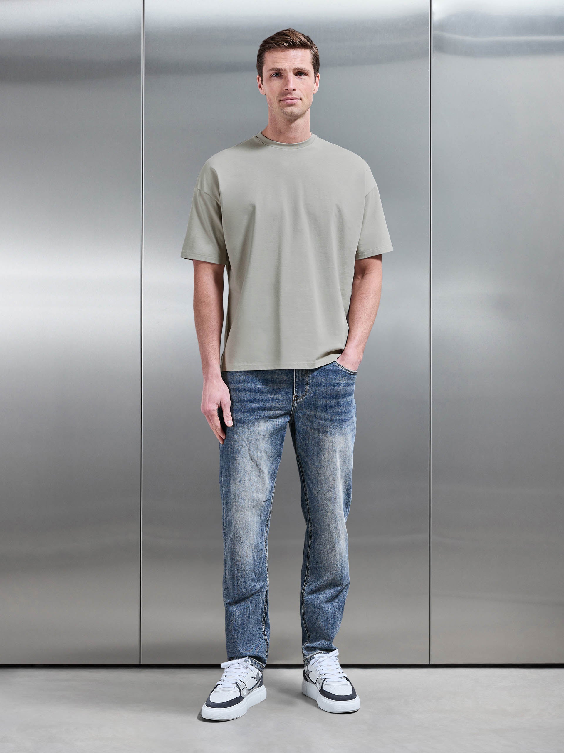 Essential Relaxed Fit Cotton T-Shirt in Stone