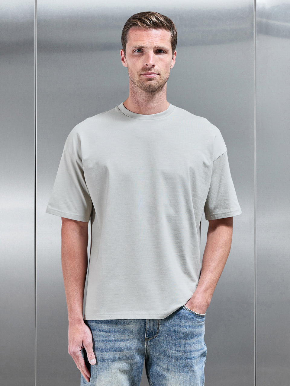 Essential Relaxed Fit Cotton T-Shirt in Stone
