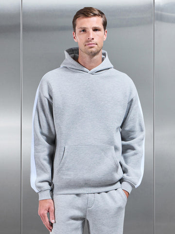 Essential Relaxed Side Stripe Hoodie in Marl Grey