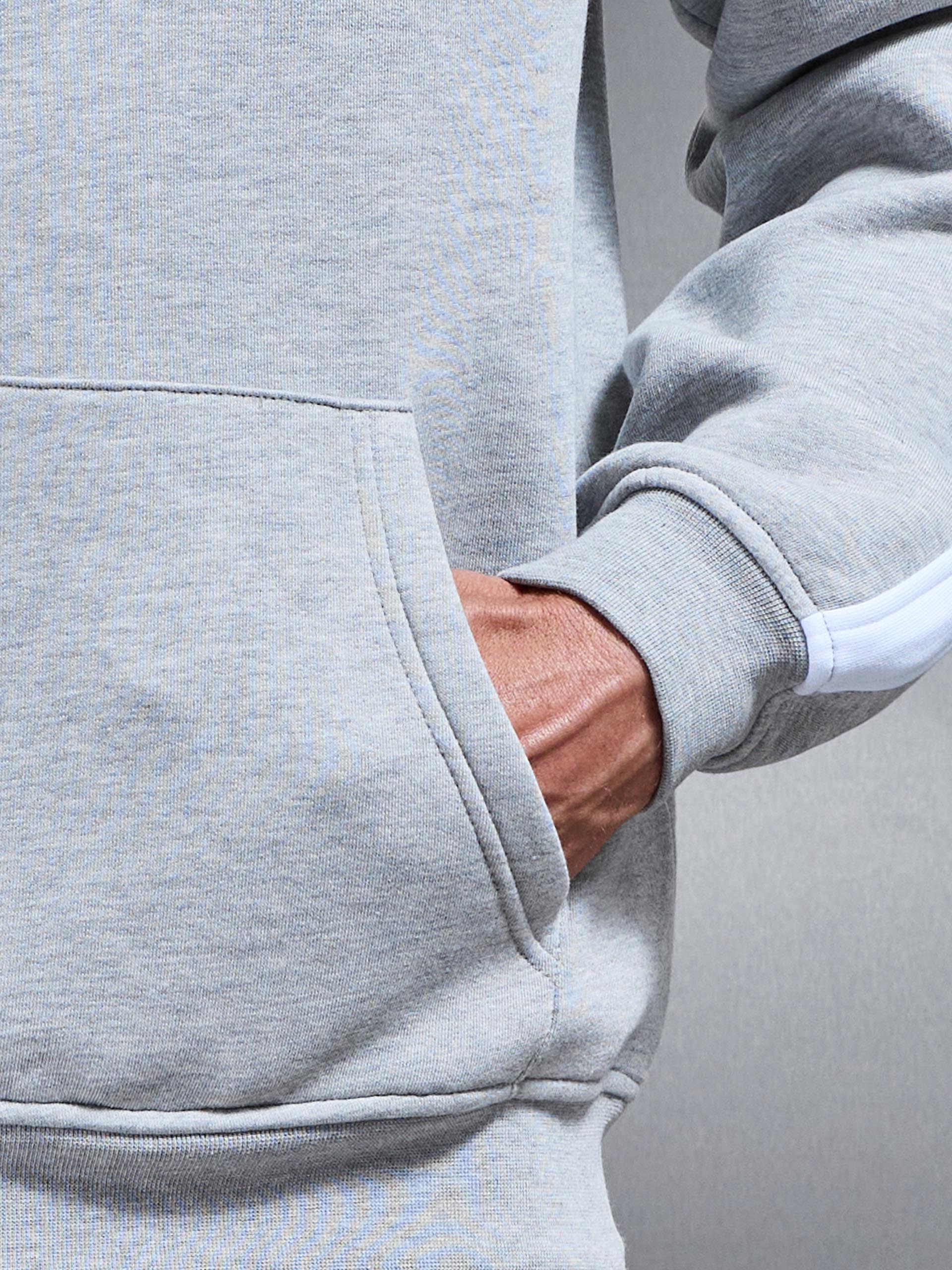 Essential Relaxed Side Stripe Hoodie in Marl Grey