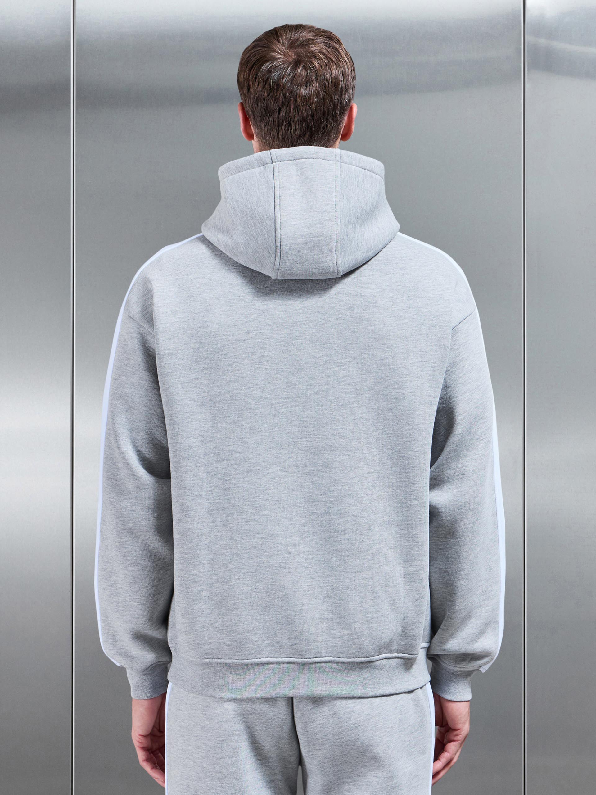 Essential Relaxed Side Stripe Hoodie in Marl Grey