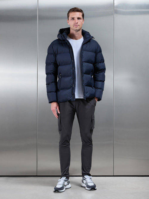 Essential Short Puffer Jacket in Navy
