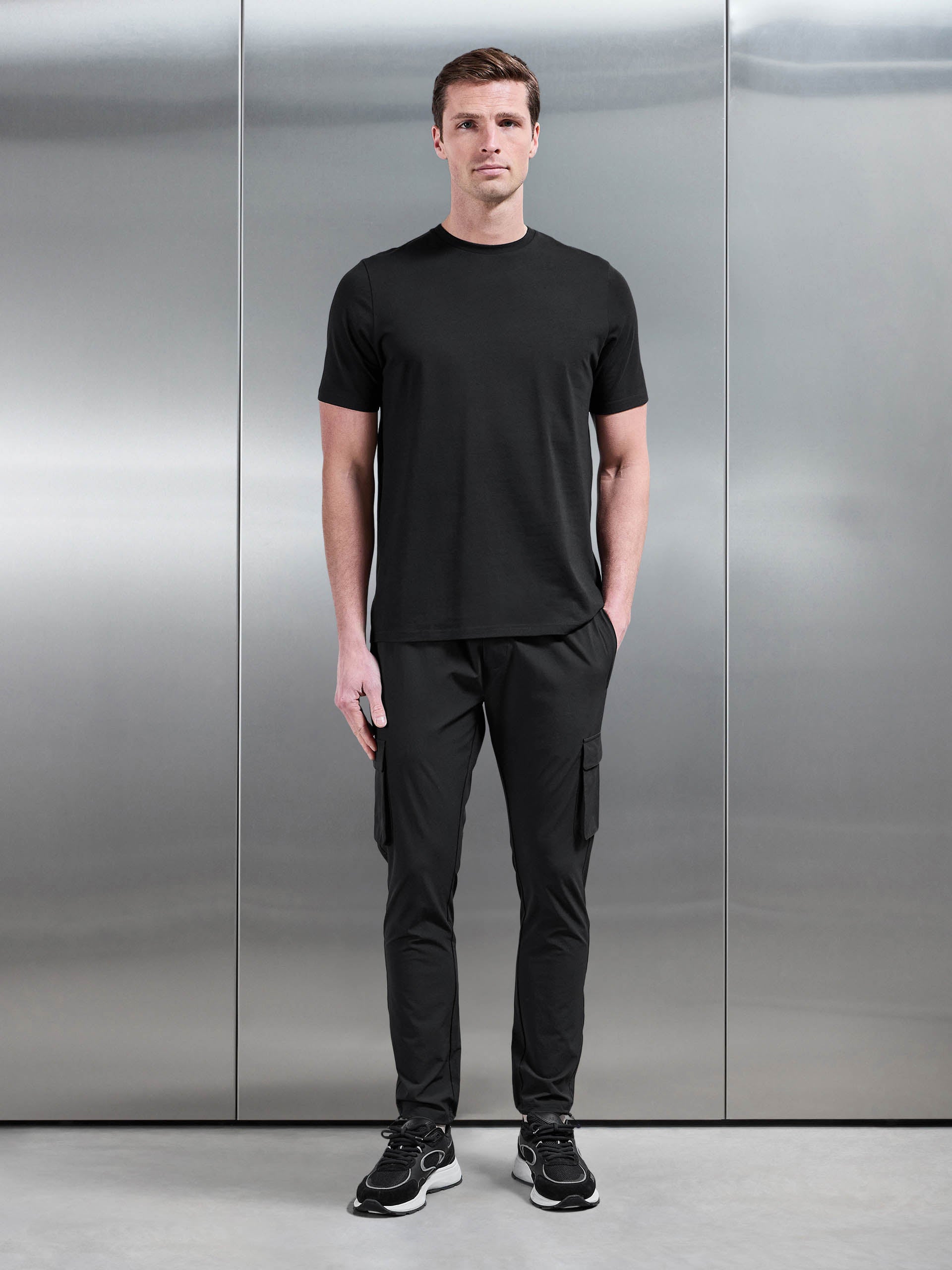 Essential Slim Fit Cotton Stretch T-Shirt in Black
