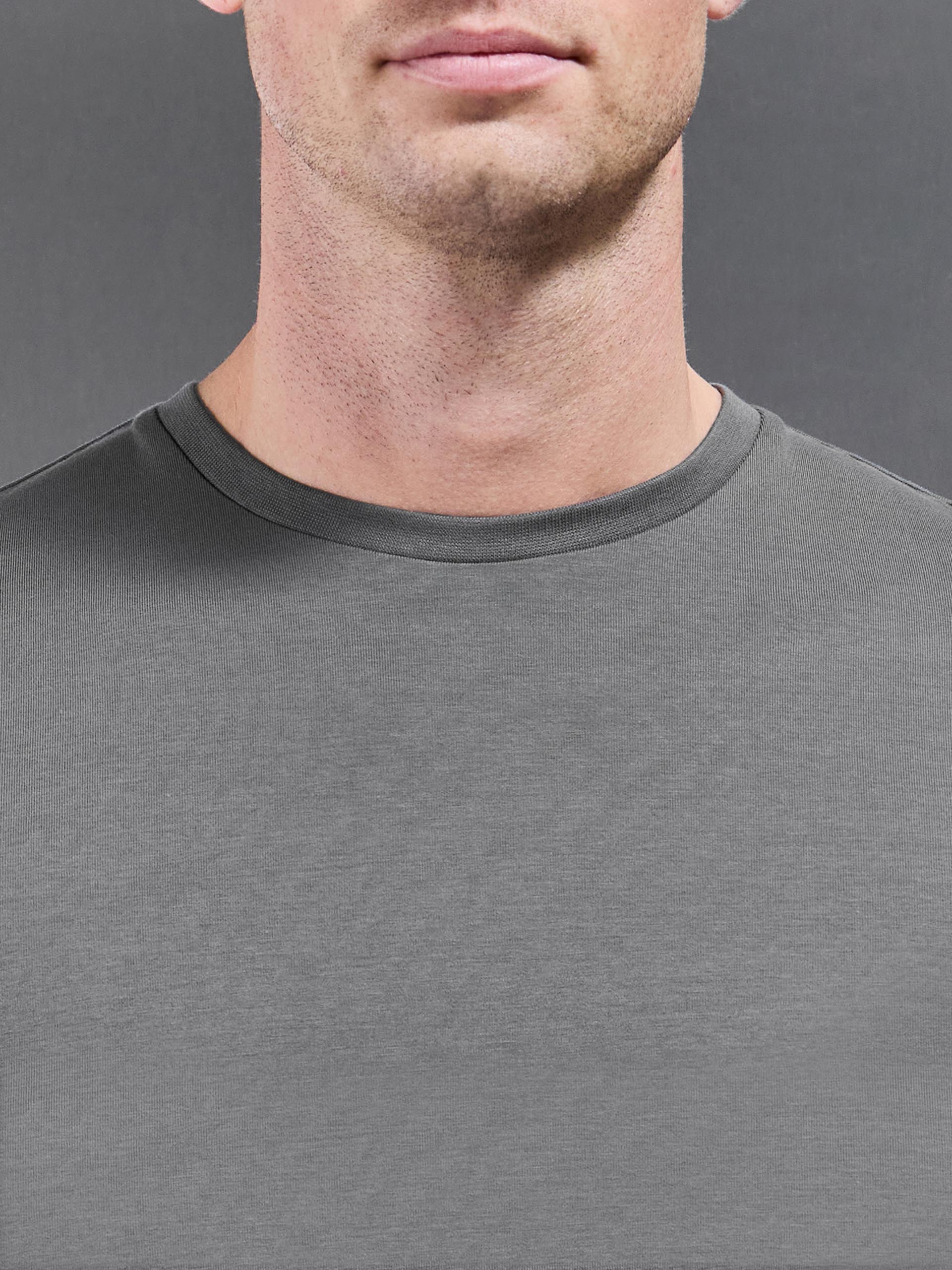 Essential Slim Fit Cotton Stretch T-Shirt in Grey