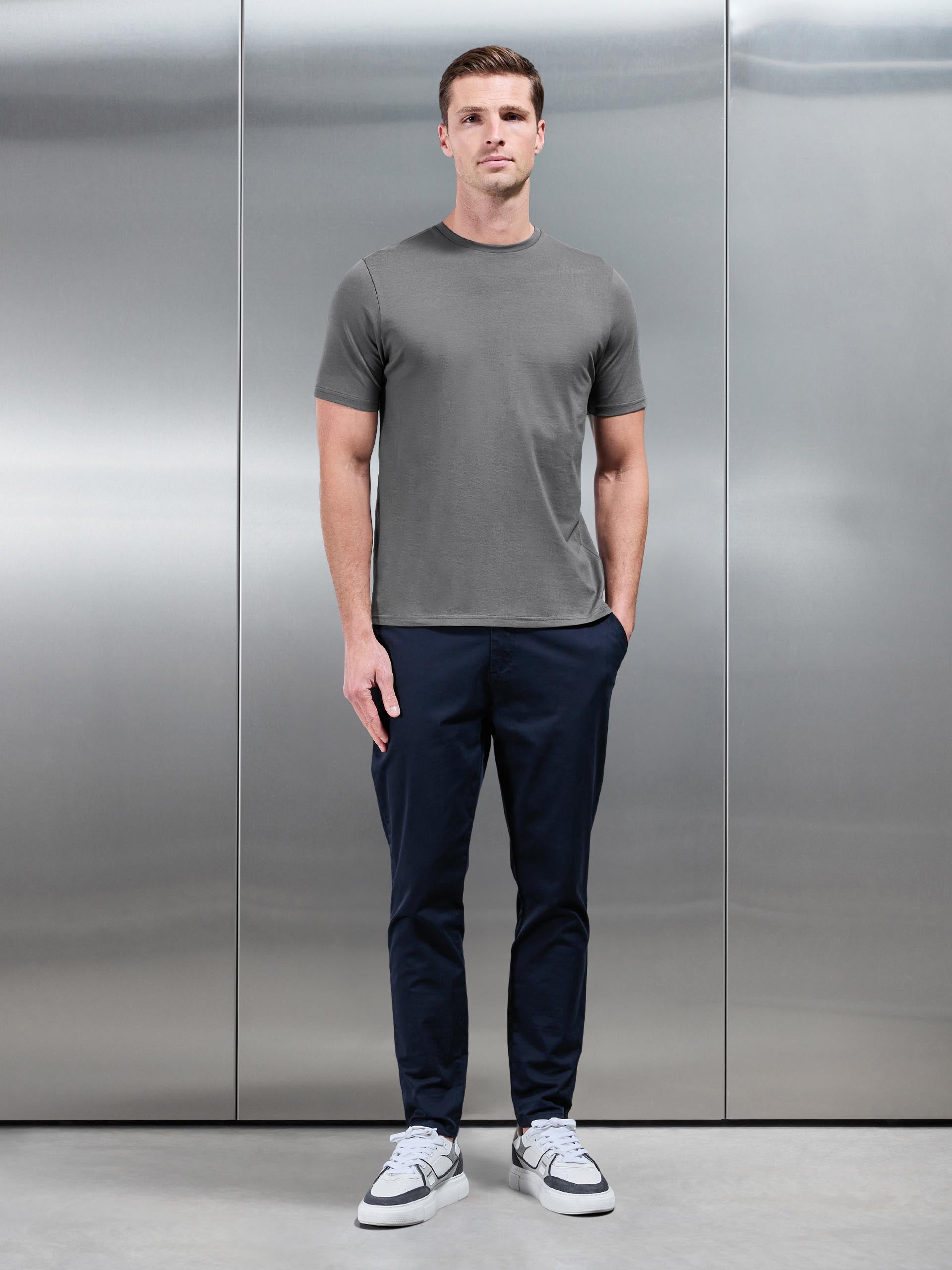 Essential Slim Fit Cotton Stretch T-Shirt in Grey