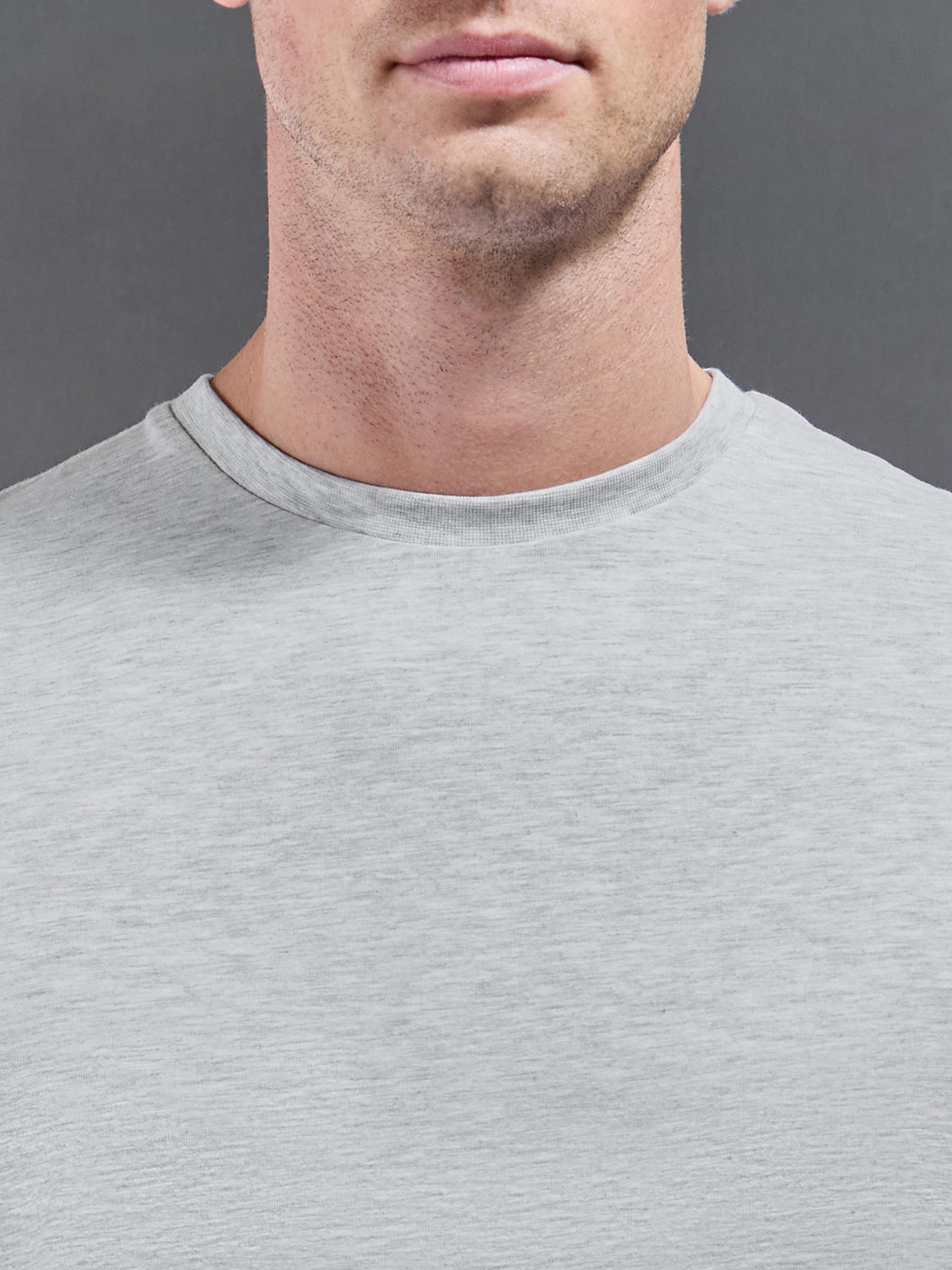 Essential Slim Fit Cotton Stretch T-Shirt in Marl Grey