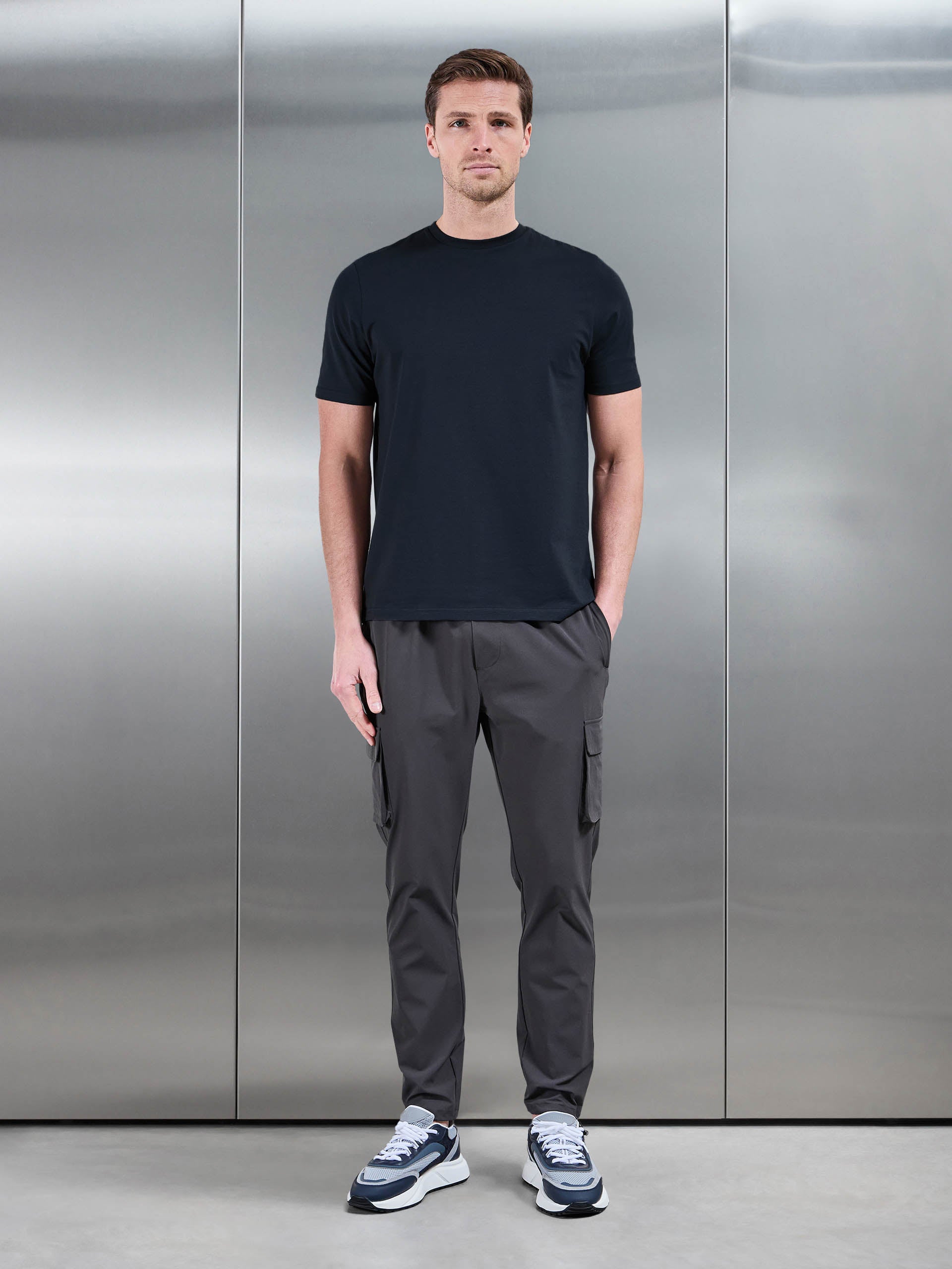 Essential Slim Fit Cotton Stretch T-Shirt in Navy