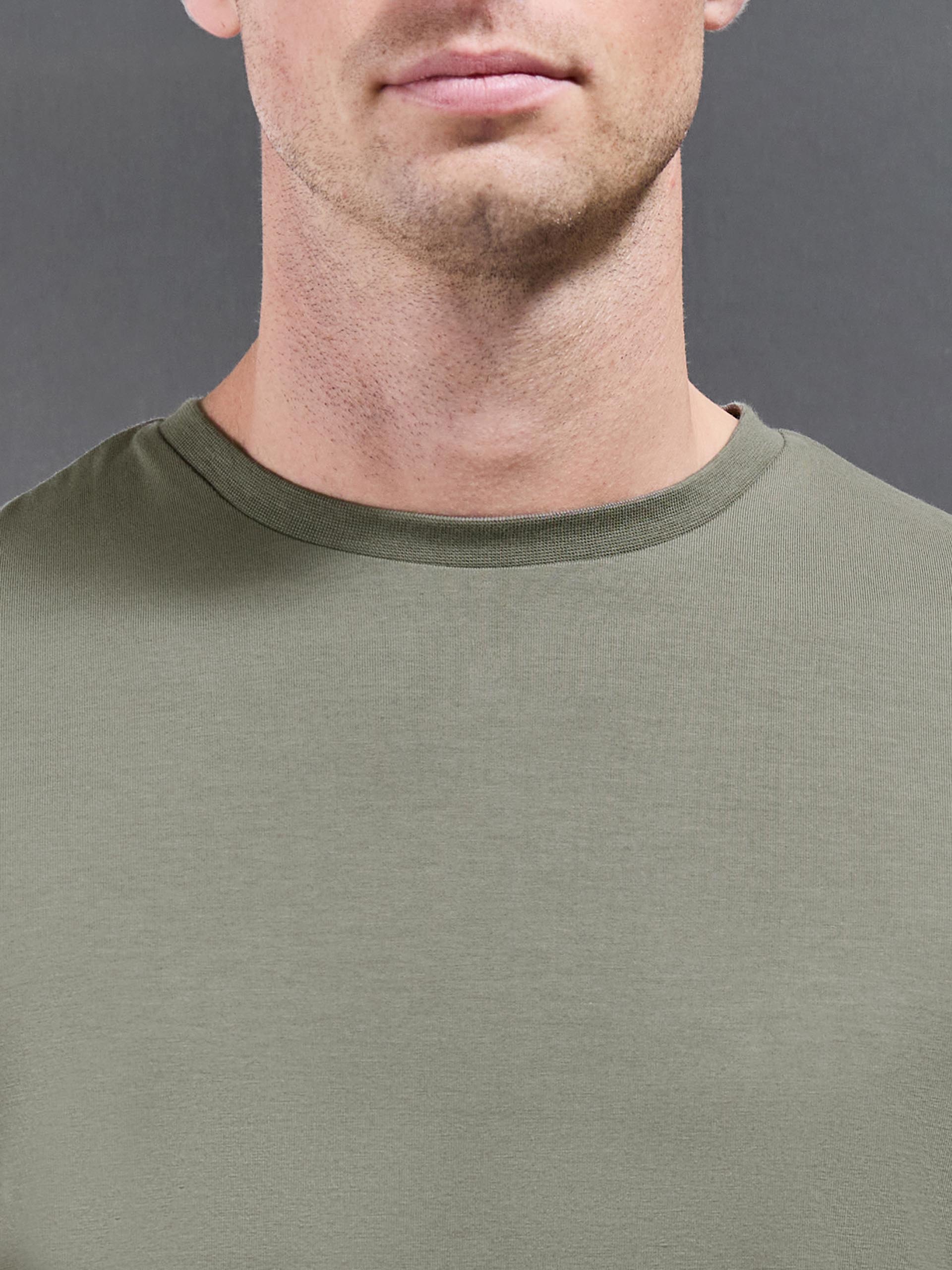 Essential Slim Fit Cotton Stretch T-Shirt in Sage