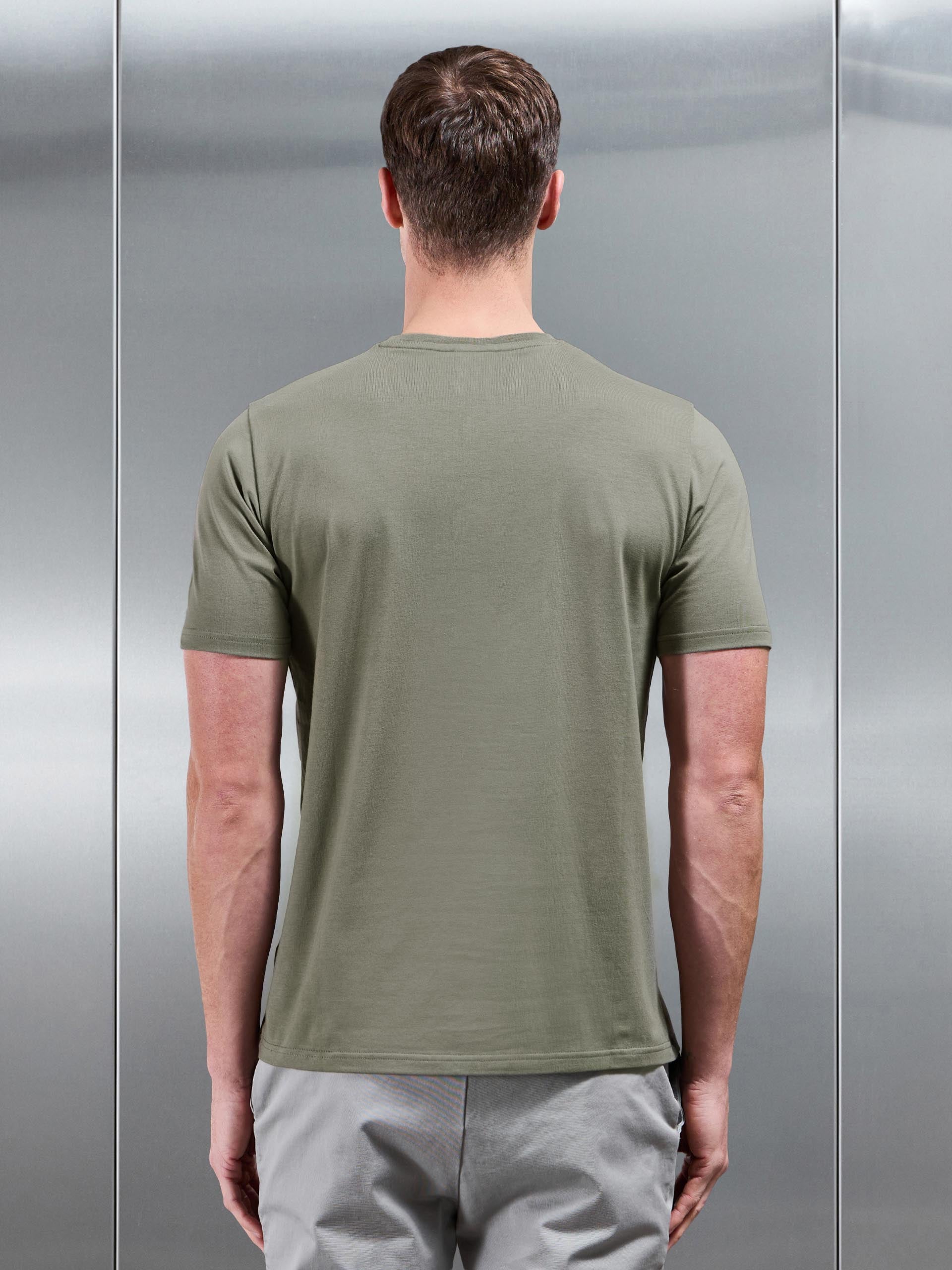 Essential Slim Fit Cotton Stretch T-Shirt in Sage
