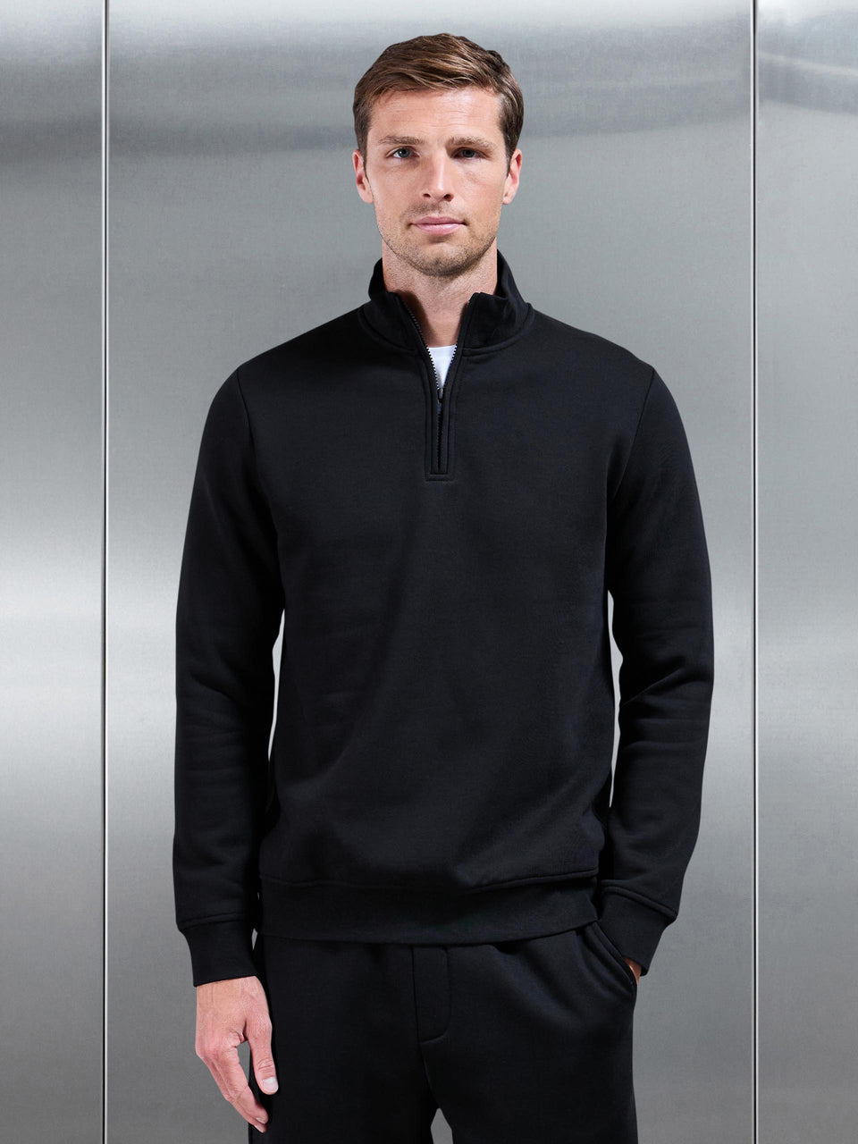 Essential Slim Half Zip in Black