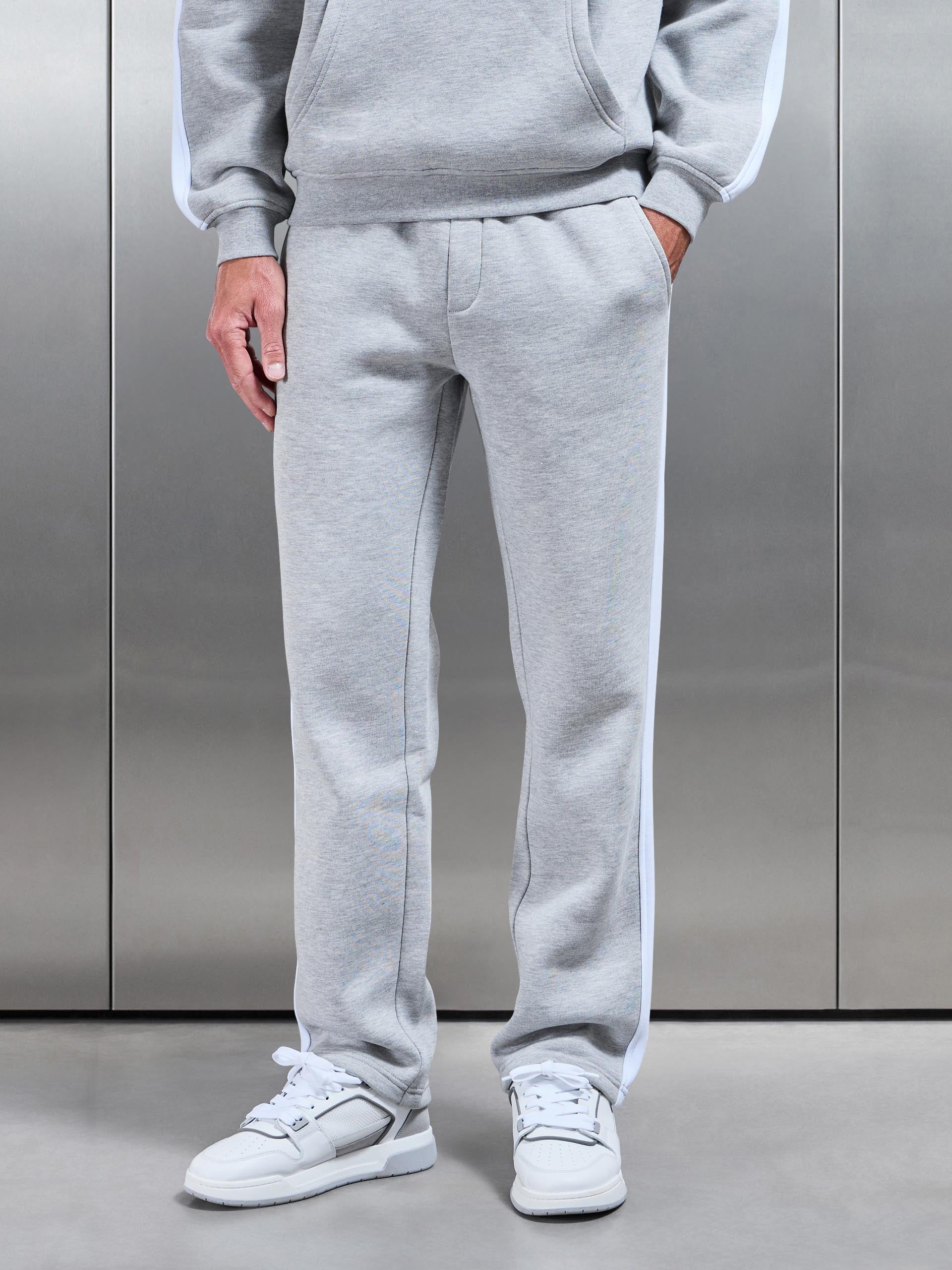 Essential Straight Leg Side Stripe Jogger in Marl Grey