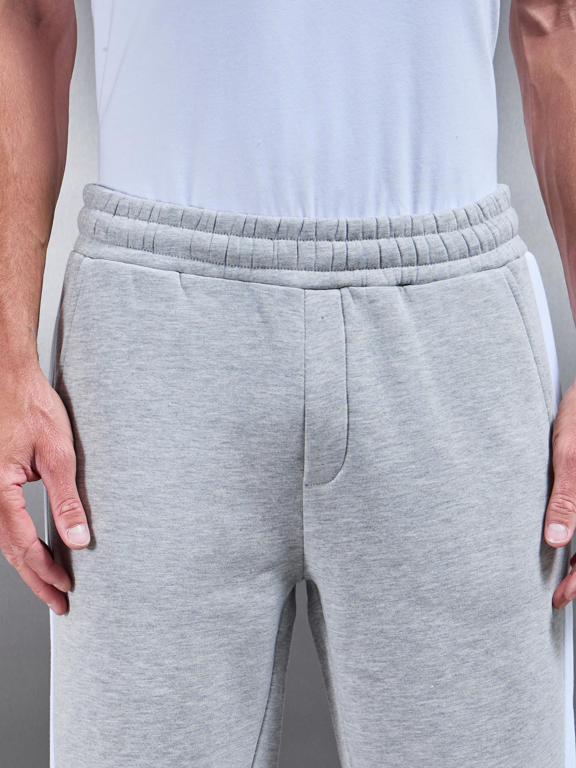 Essential Straight Leg Side Stripe Jogger in Marl Grey