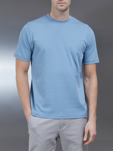Essential Mercerised Interlock T-Shirt in Light Blue