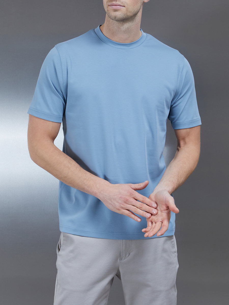 Essential Mercerised Interlock T-Shirt in Light Blue