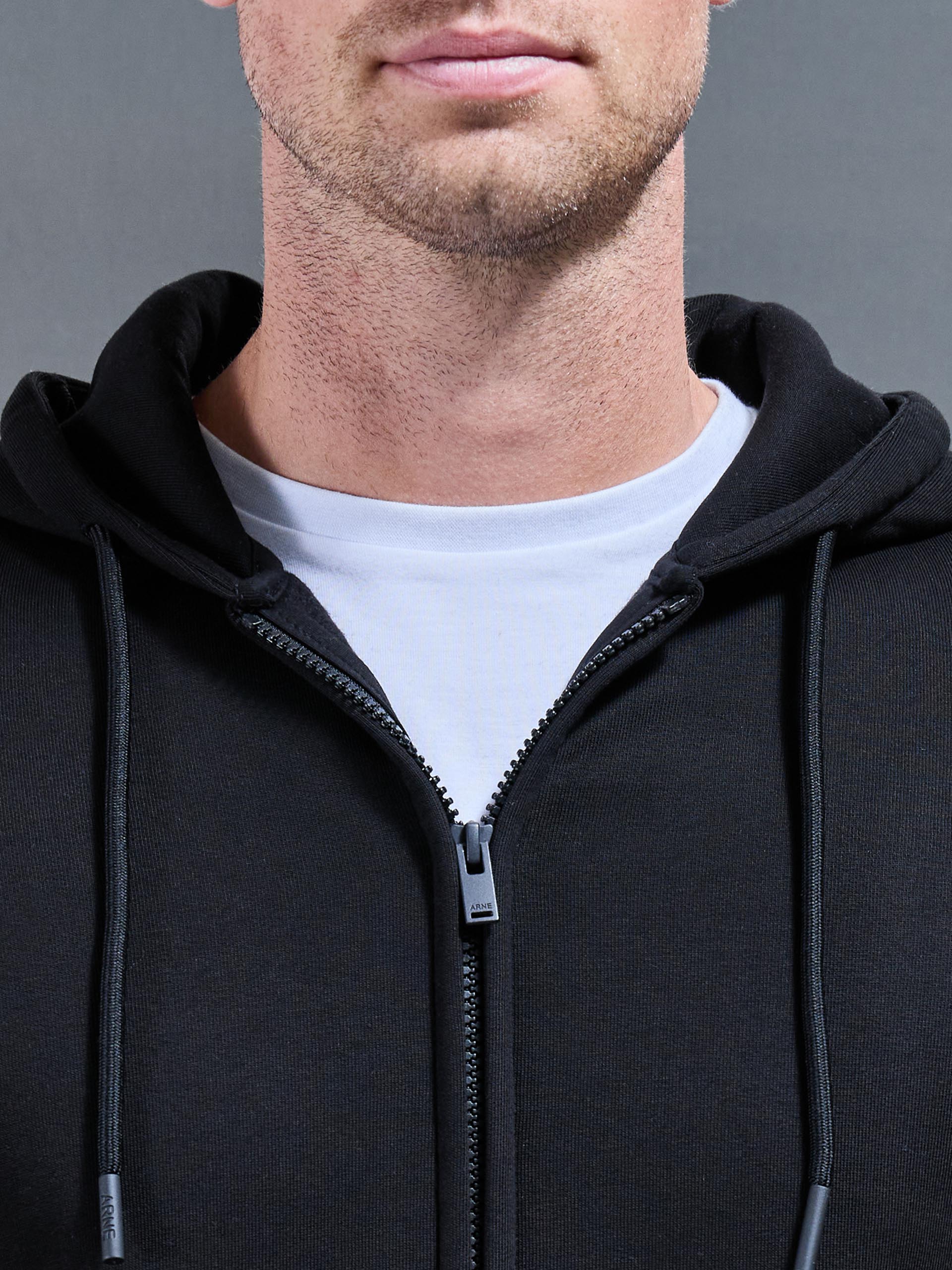Essential Zip Through Hoodie in Black