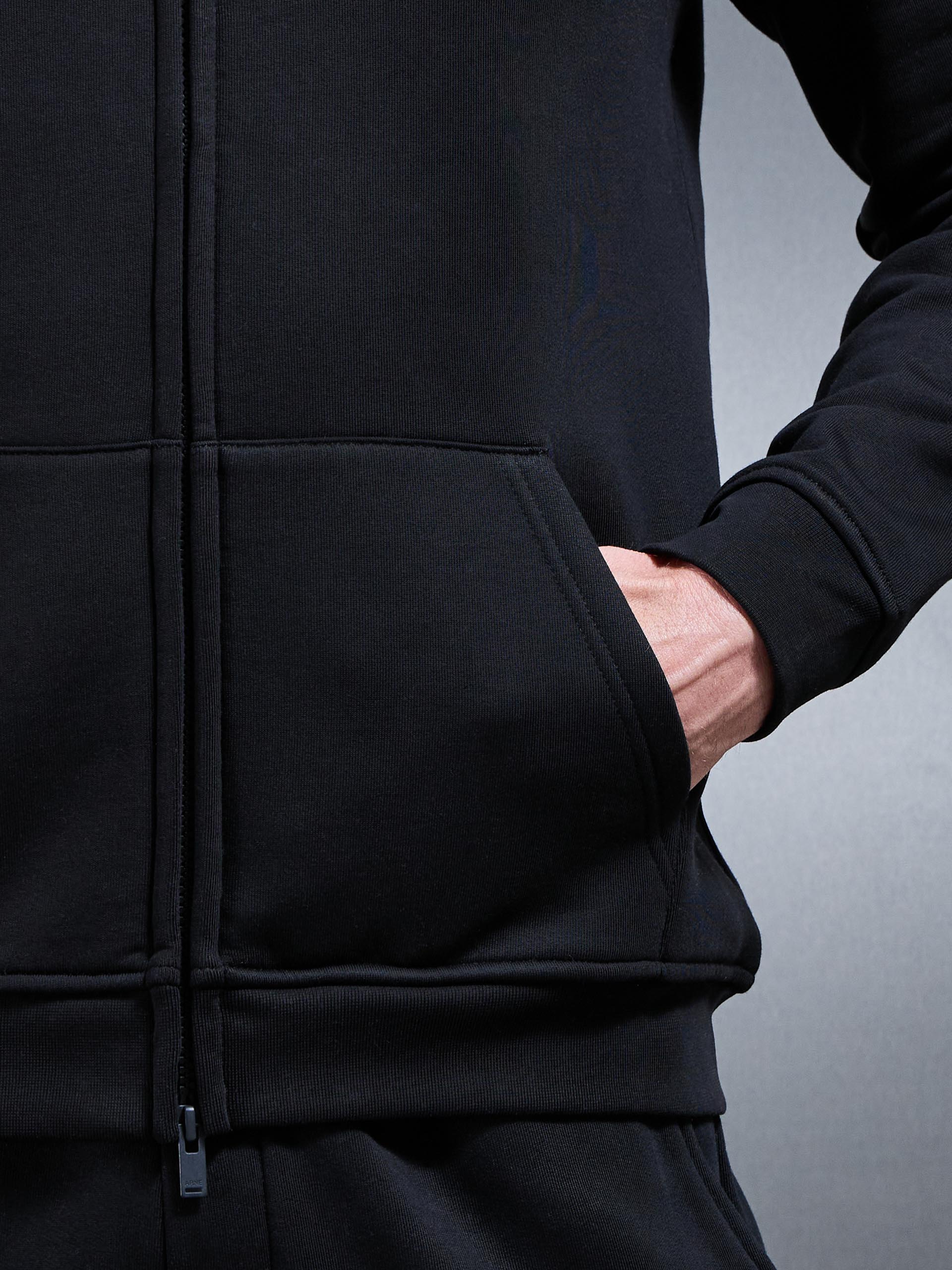 Essential Zip Through Hoodie in Black