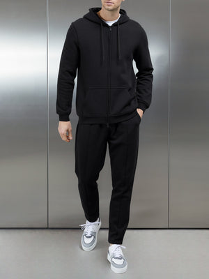 Essential Zip Through Hoodie in Black