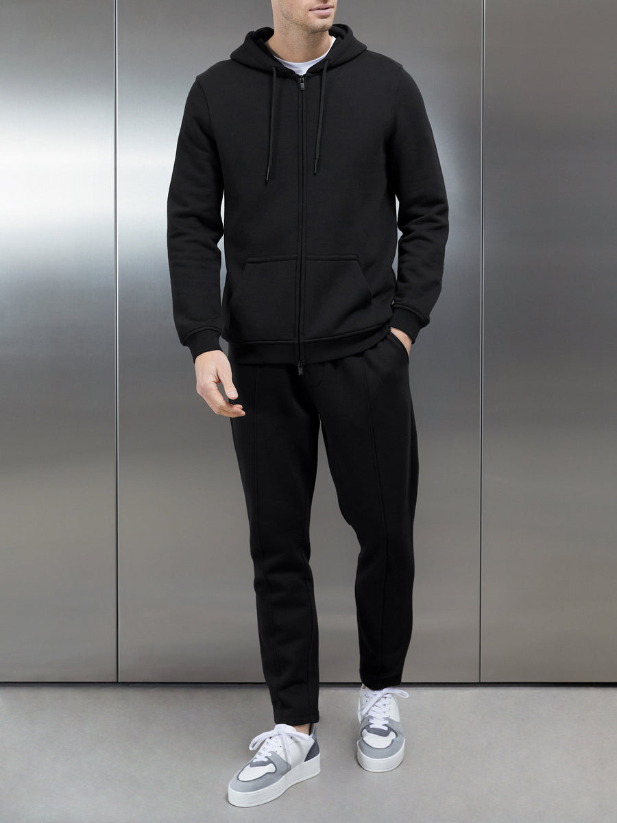 Essential Zip Through Hoodie in Black