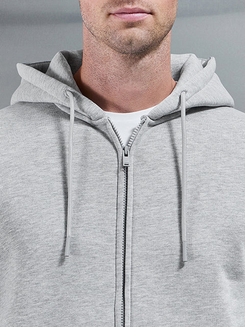 Interlock Jersey Zip Hoodie in Marl Grey