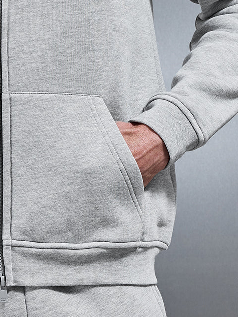 Interlock Jersey Zip Hoodie in Marl Grey