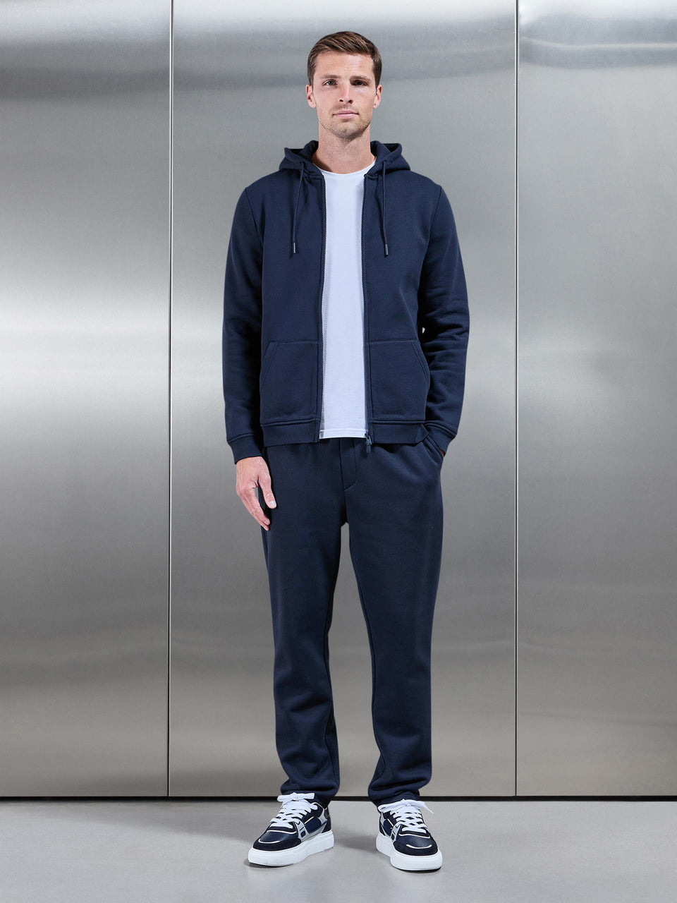 Essential Zip Through Hoodie in Navy