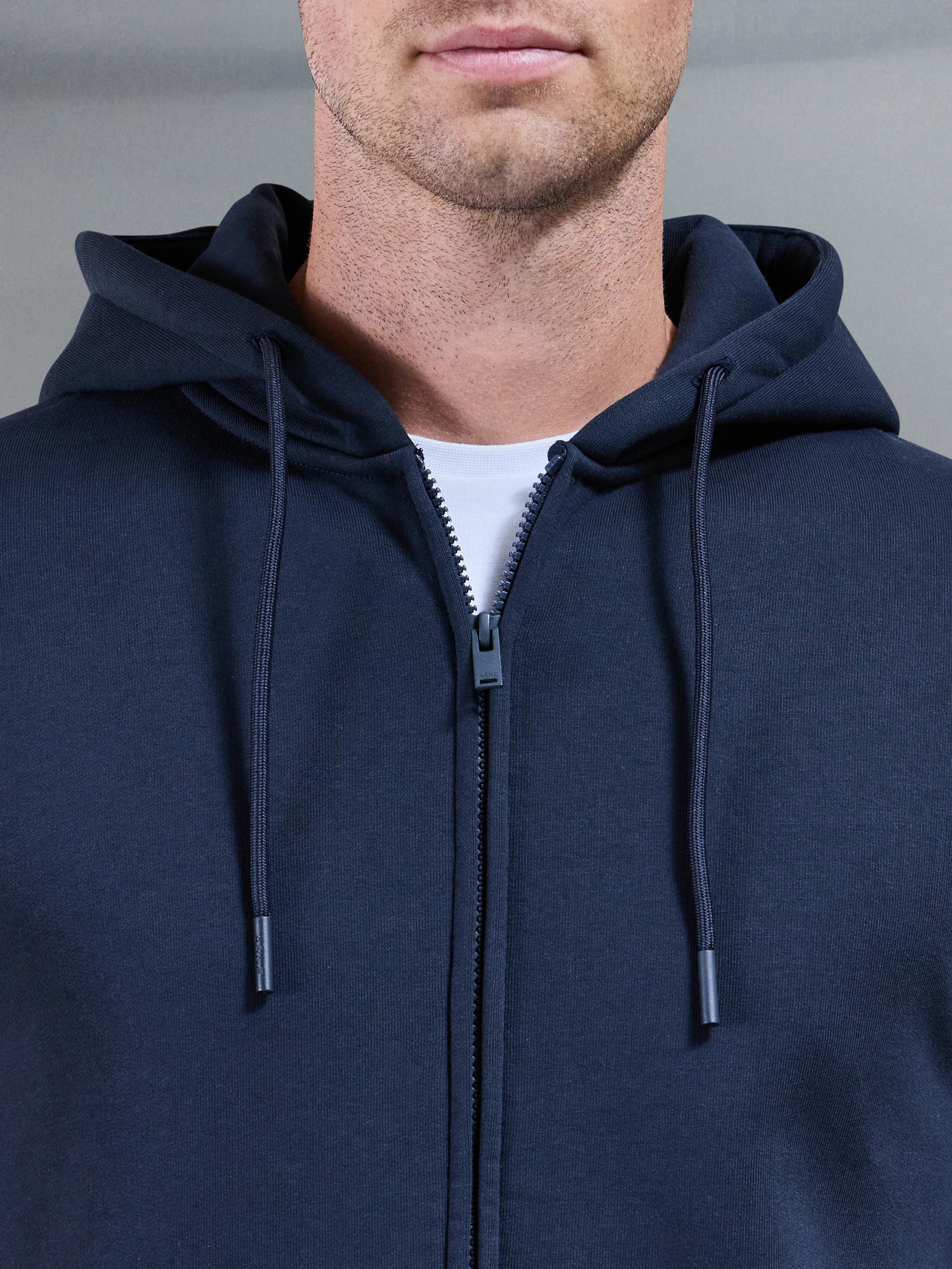 Essential Zip Through Hoodie in Navy