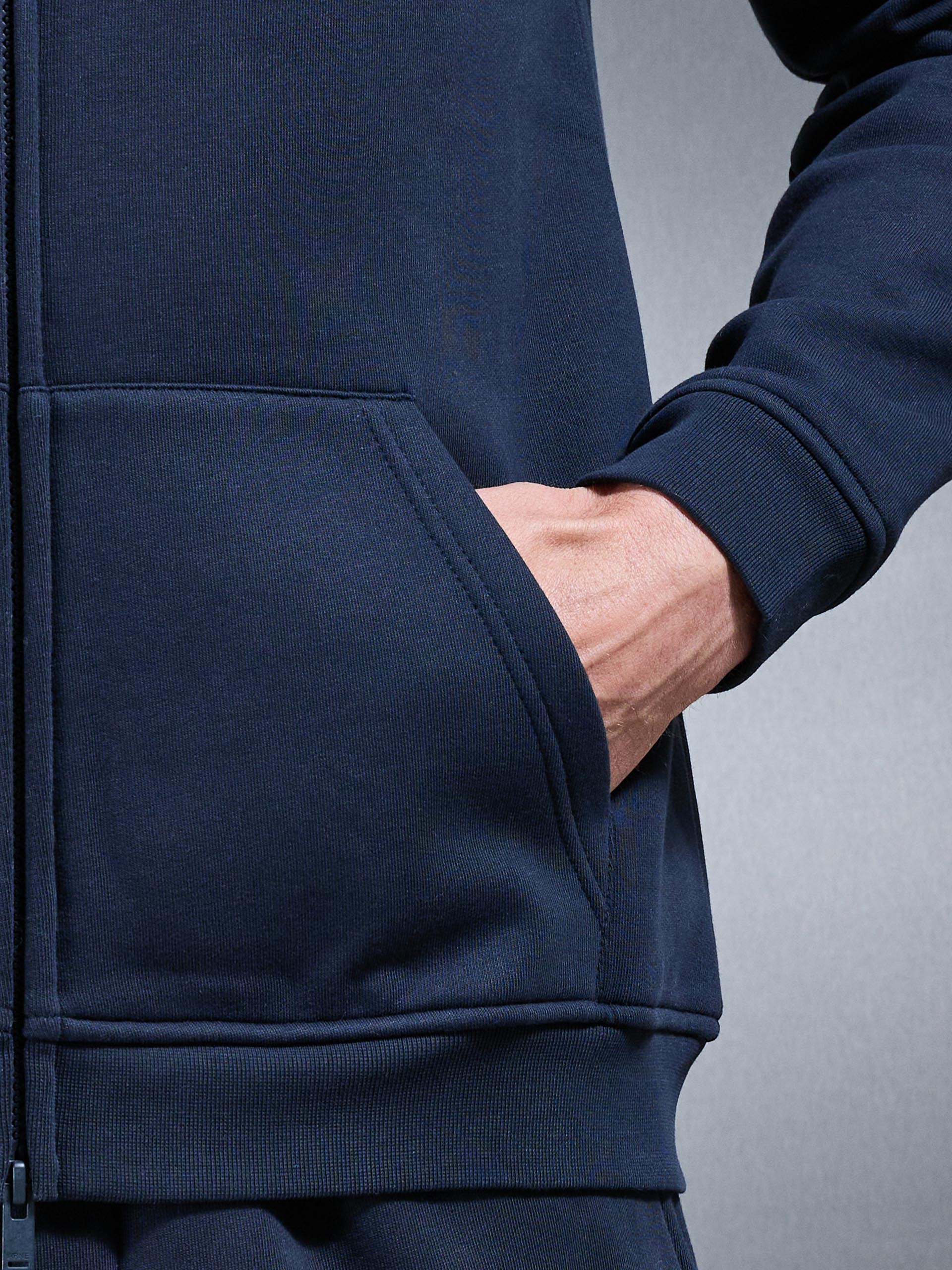 Essential Zip Through Hoodie in Navy