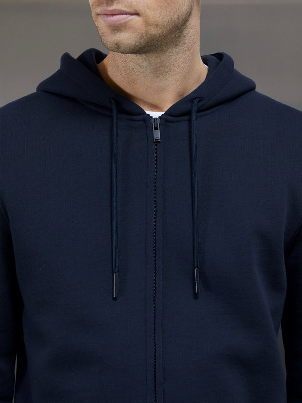 Essential Zip Through Hoodie in Navy