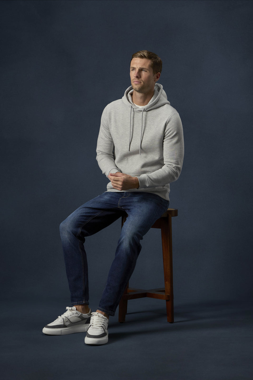 Essential Hoodie In Marl Grey