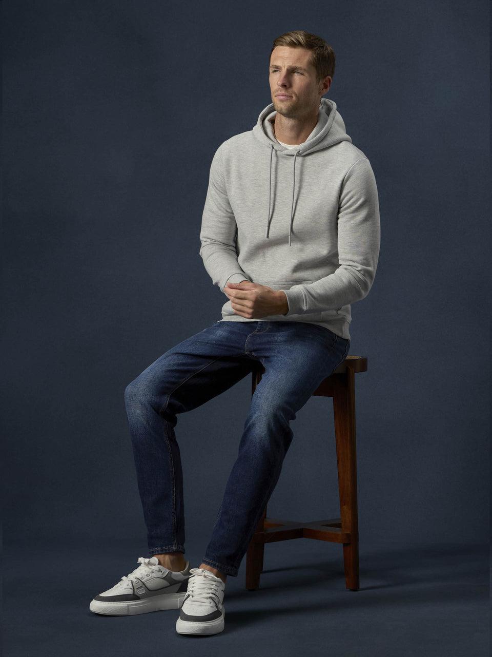 Essential Hoodie In Marl Grey