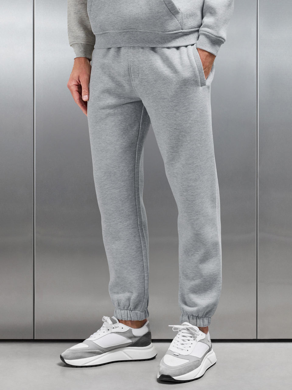 Essential Relaxed Fit Cuffed Jogger in Marl Grey