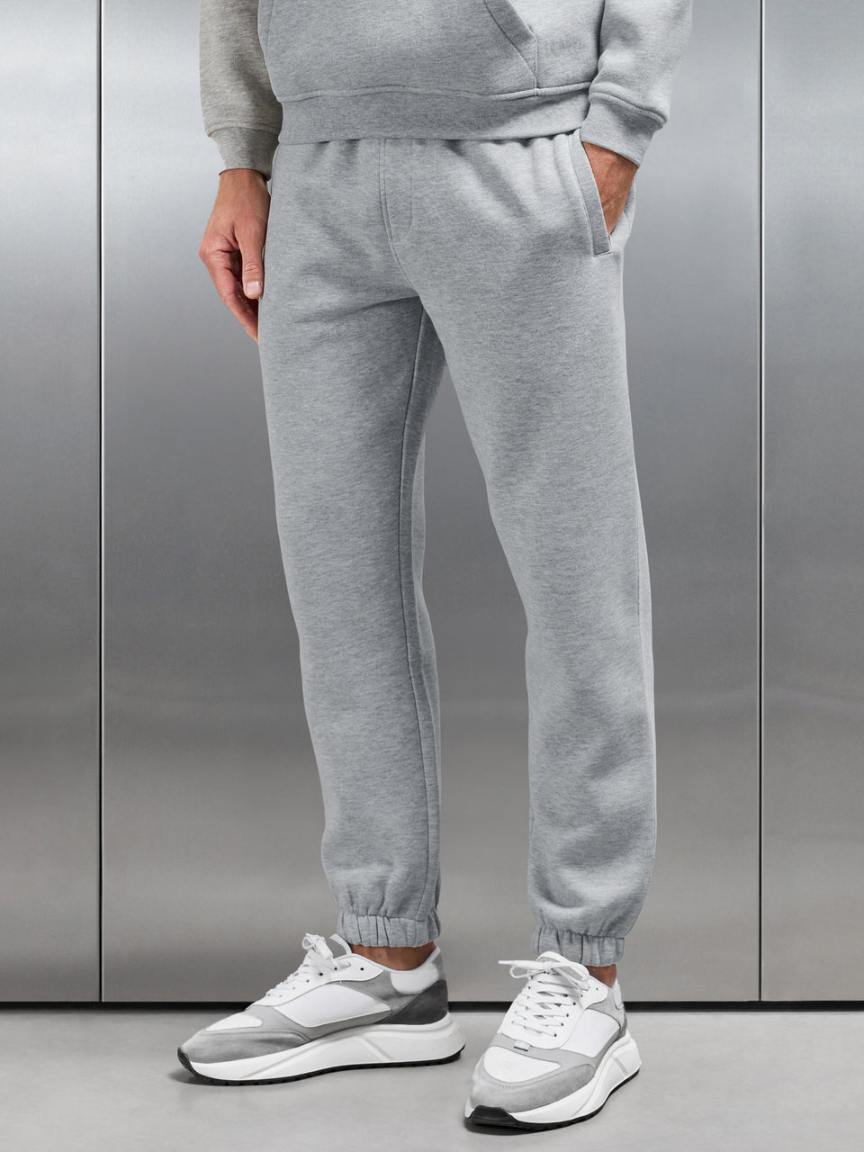 Essential Relaxed Fit Cuffed Jogger in Marl Grey